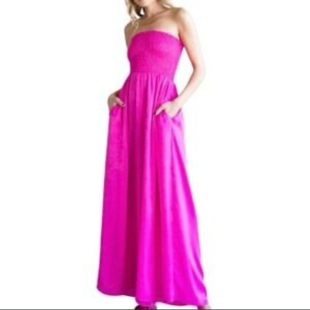 BUCKETLIST Pink Strapless Jumpsuit
